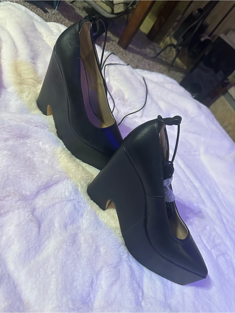 Fashion Nova Black Platform Wedge Pumps - Picture 6 of 8